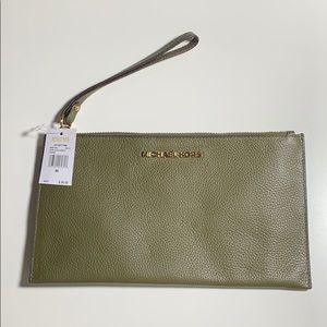 NWT army green Michael Kors wristlet